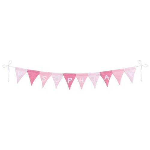 Name bunting, rose, with 10 pennants