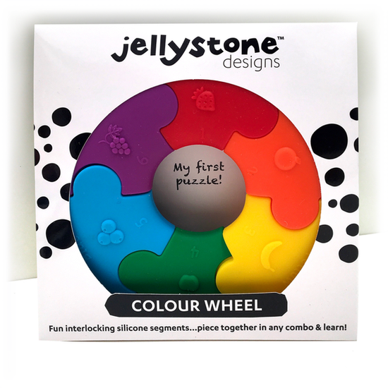 Pierwsze puzzle sensoryczne, tęczowe kółko, Jellystone Designs