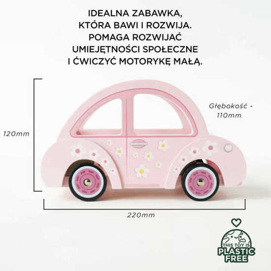 Różowy samochód drewniany dla dziewczynki Sophie Le Toy Van