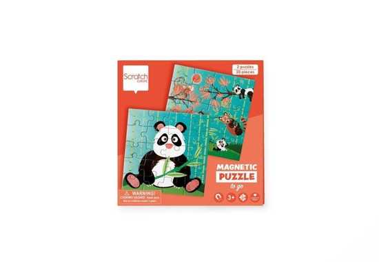 Scratch, Puzzle magnetyczne - książka podróżna Panda 2 obrazki 40 elem.