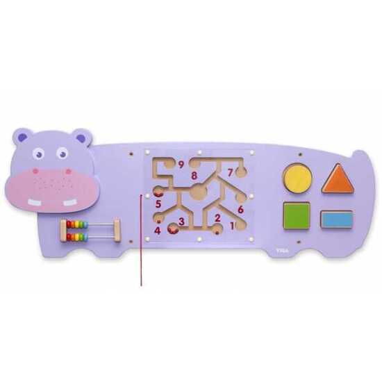 Sensoryczna tablica manipulacyjna Hipopotam drewniana Viga Toys Montessori