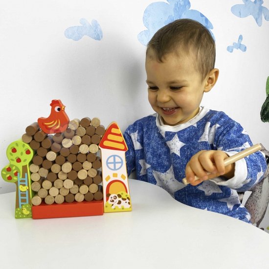 TOOKY TOY Gra Jenga Spadająca Kura Drewniana Farma