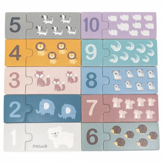 VIGA PolarB Drewniane Puzzle Numeryczne Cyferki Montessori