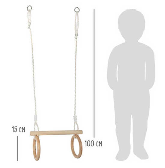 Wooden Trapeze with Gymnastic Rings