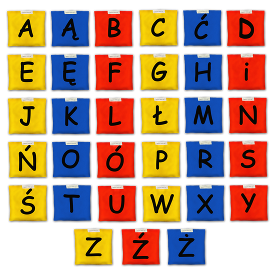 Woreczki gimnastyczne Akson Kolorowy Alfabet ZESTAW LITEREK 3 KOLORY